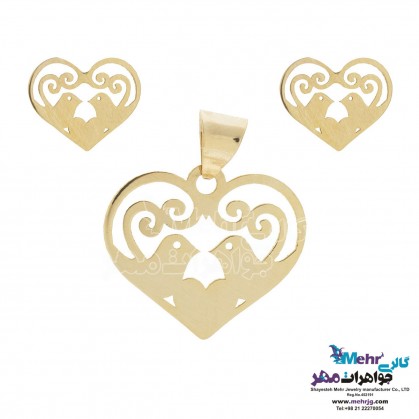 Half set of gold - Pendant and Earring - Love Birds Design-MS0170